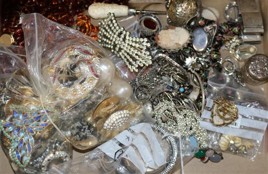 Mixed costume jewellery, a silver pocket watch, wrist watch etc.